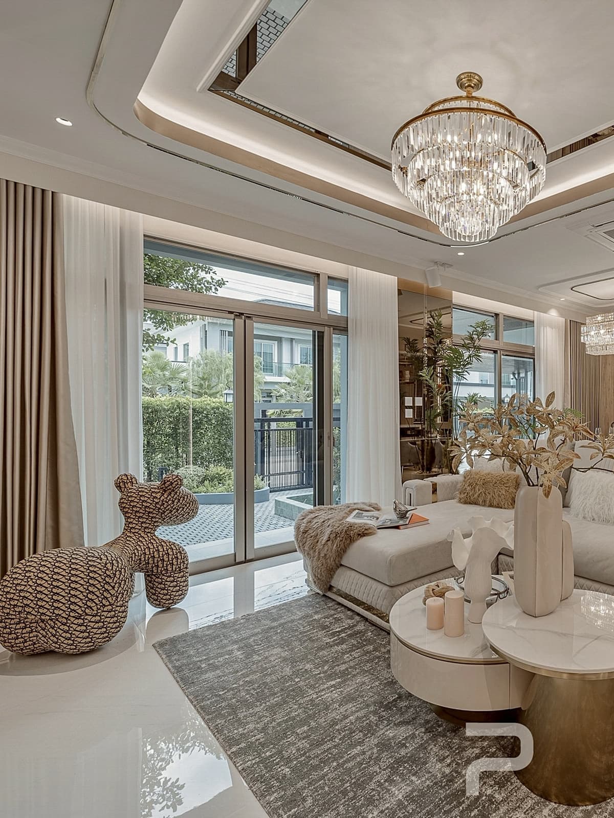 ห้องนั่งเล่นบ้านเดอะ ปาล์ม กรุงเทพกรีฑา-วงแหวน ผลงานตกแต่งภายในโดย P-Fer Decorate